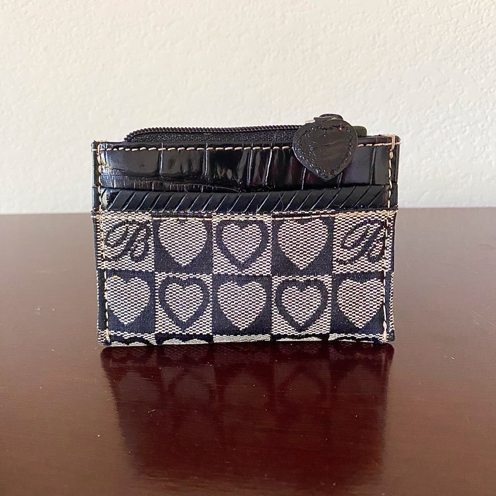 Brighton Black Croc Leather Jacquard Heart Credit Card/Coin Case!